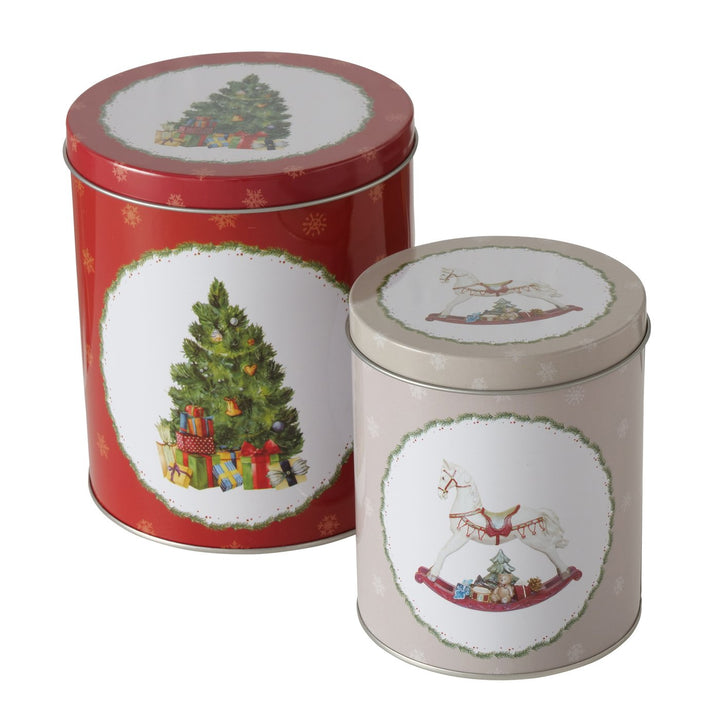 2012419 Boltze weihnachtliche Metall Vorratsdosen, nostalgische Keksdose
