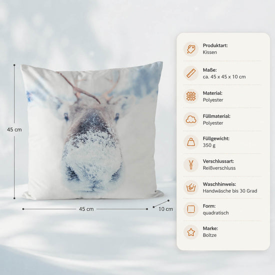 Weihnachtskissen „Willi" beige – Maße und Materialangaben