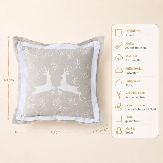 Weihnachtskissen „Alpia" beige – Maße und Materialangaben