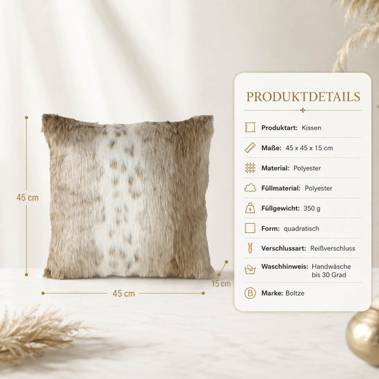 Produktdetails Kissen braun gestreift: 45x45x15 cm, Polyester, Füllung 350 g, Reißverschluss, Handwäsche bis 30 Grad