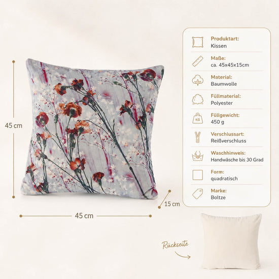 Dekokissen „Alaior" hell – Blumenmuster im Detail