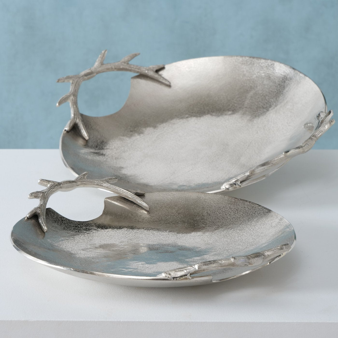 2015918 XL Deko Schale Geweih silber 2er Set von Boltze