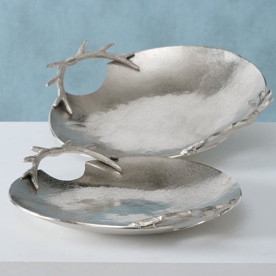 2015918 XL Deko Schale Geweih silber 2er Set von Boltze