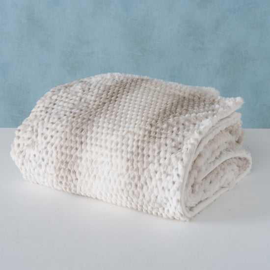 2016526-2 Kuscheldecke Sofadecke Eldar Farbe cremeweiß braun von Boltze