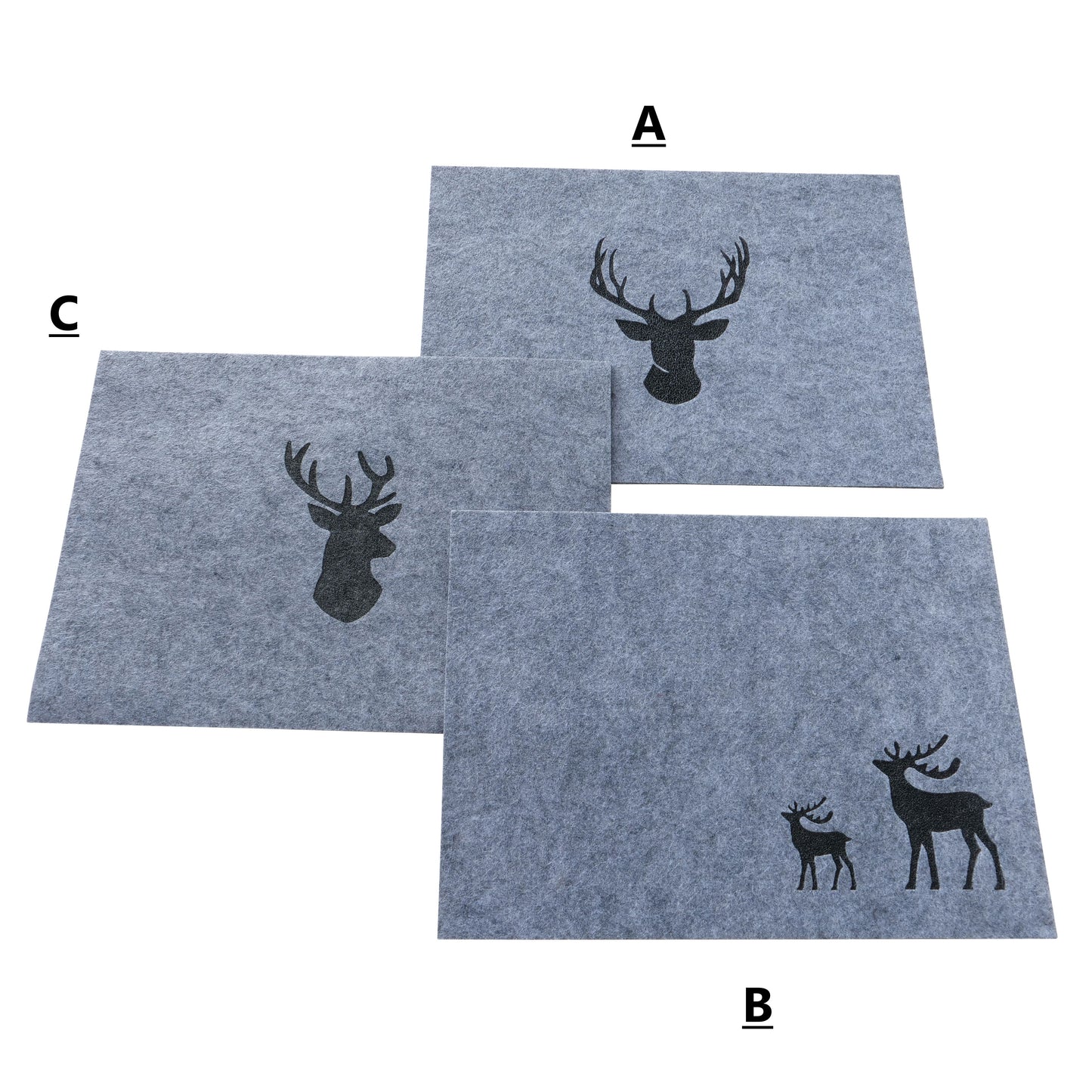 Filz Tischset grau mit Hirsch-Motiv von Boltze
