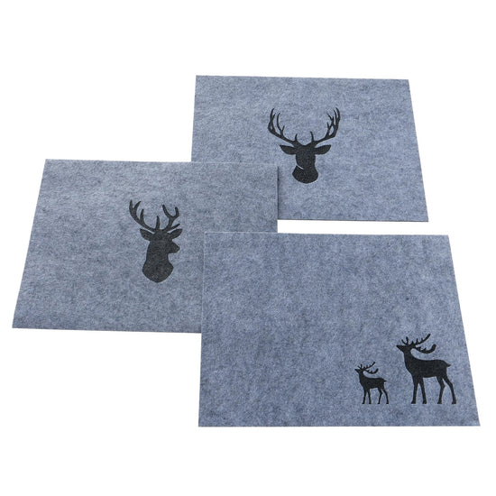 Filz Tischset grau mit Hirsch-Motiv von Boltze
