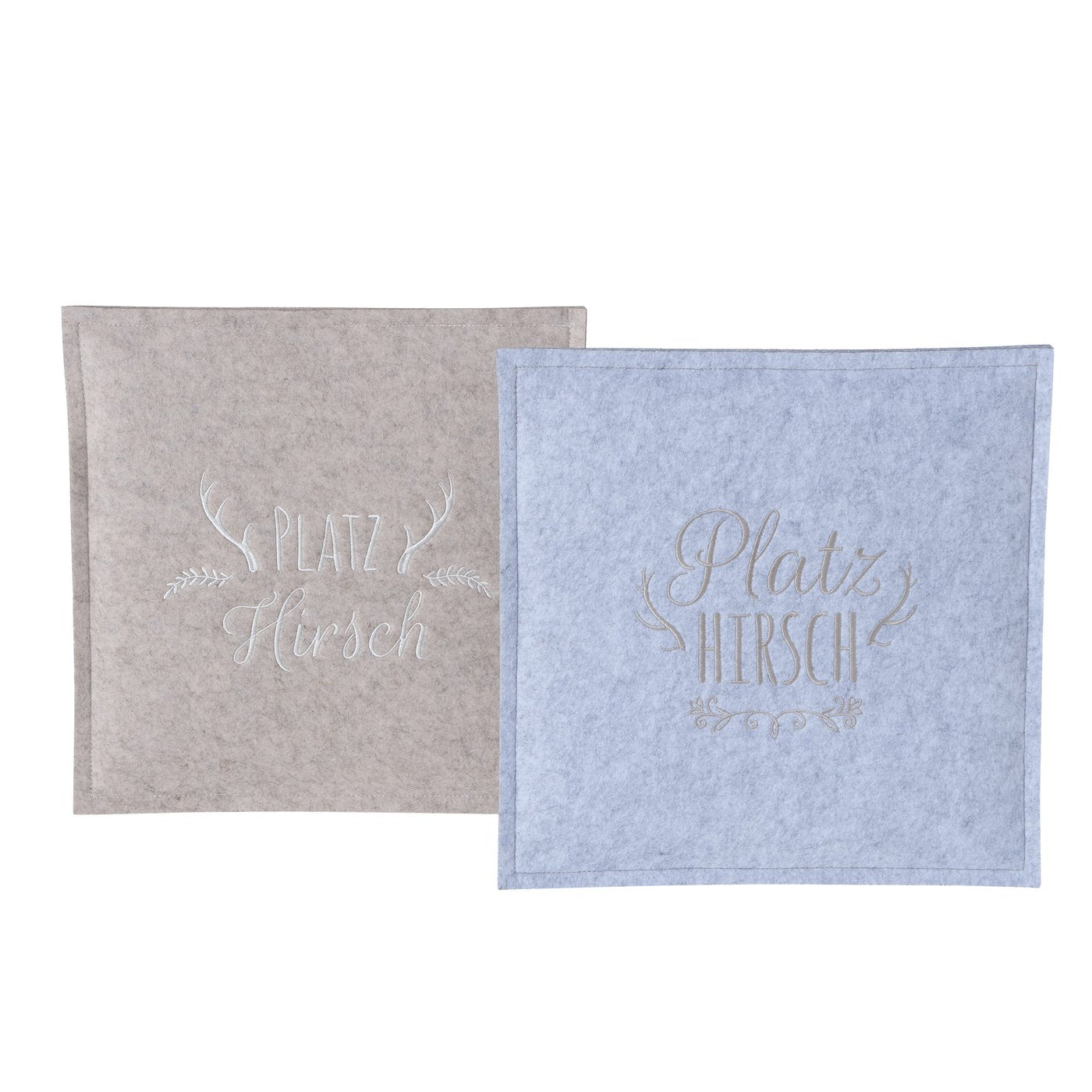 2017785 Filz Sitzkissen mit Aufschrift Platzhirsch beige und grau von Botze