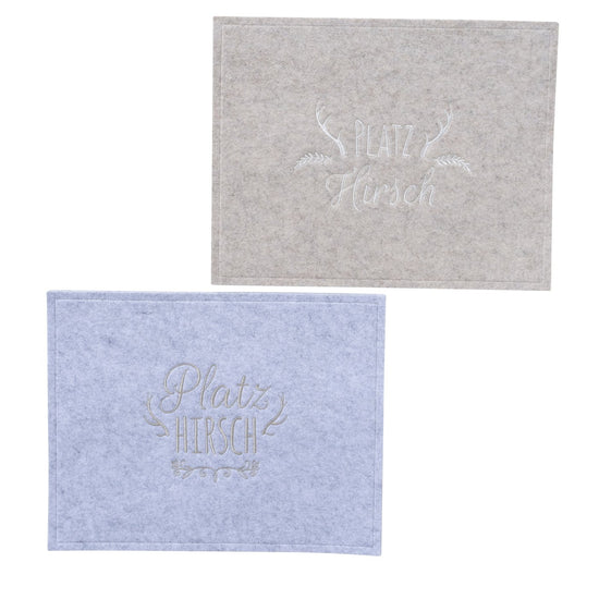 Filz-Tischset „Platzhirsch“ von Boltze in Beige & Grau