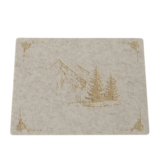 Filz-Tischset „Kitzbühel“ von Boltze, 45x35x0,5 cm. In Hellbeige mit Bergmotiv