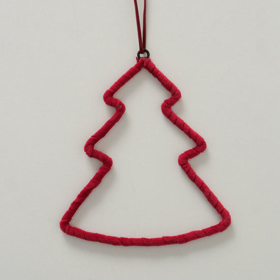 Deko-Hänger Tanne von Boltze – rote Anhänger aus Eisen mit samtigem Stoffbezug, ca. 15×15 cm. Edle Weihnachtsdeko für Baum, Fenster 