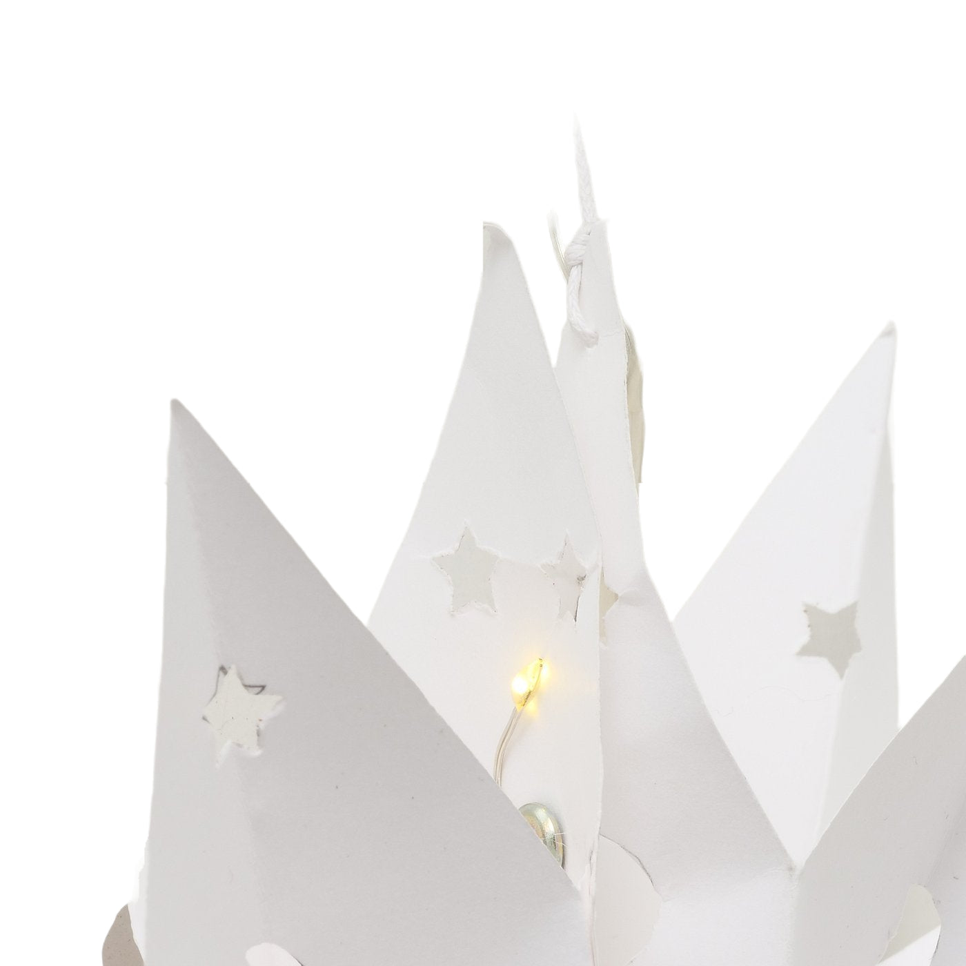 Weißer LED Stern 30 cm mit Stern- & Mondmotiv | Timer