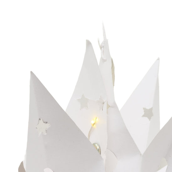 Weißer LED Stern 30 cm mit Stern- & Mondmotiv | Timer