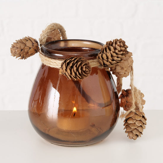 Windlicht mit Zapfen H11cm