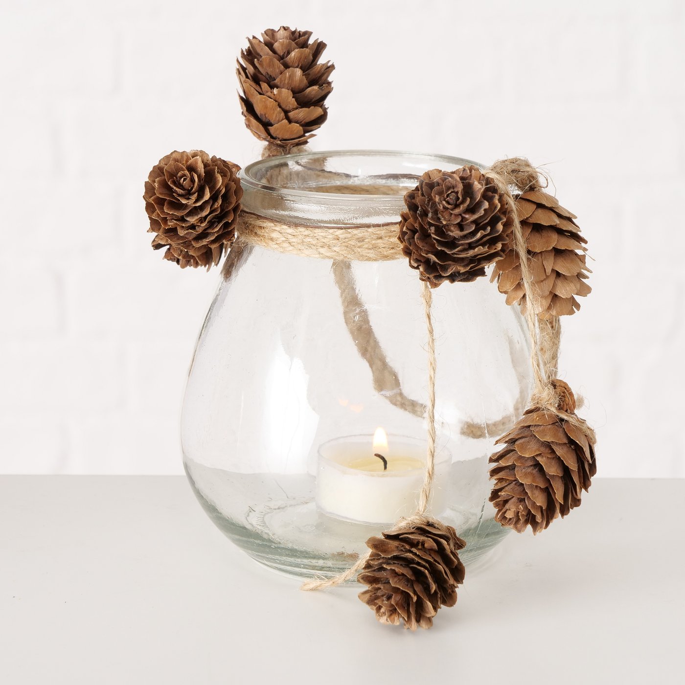 Windlicht mit Zapfen H11cm