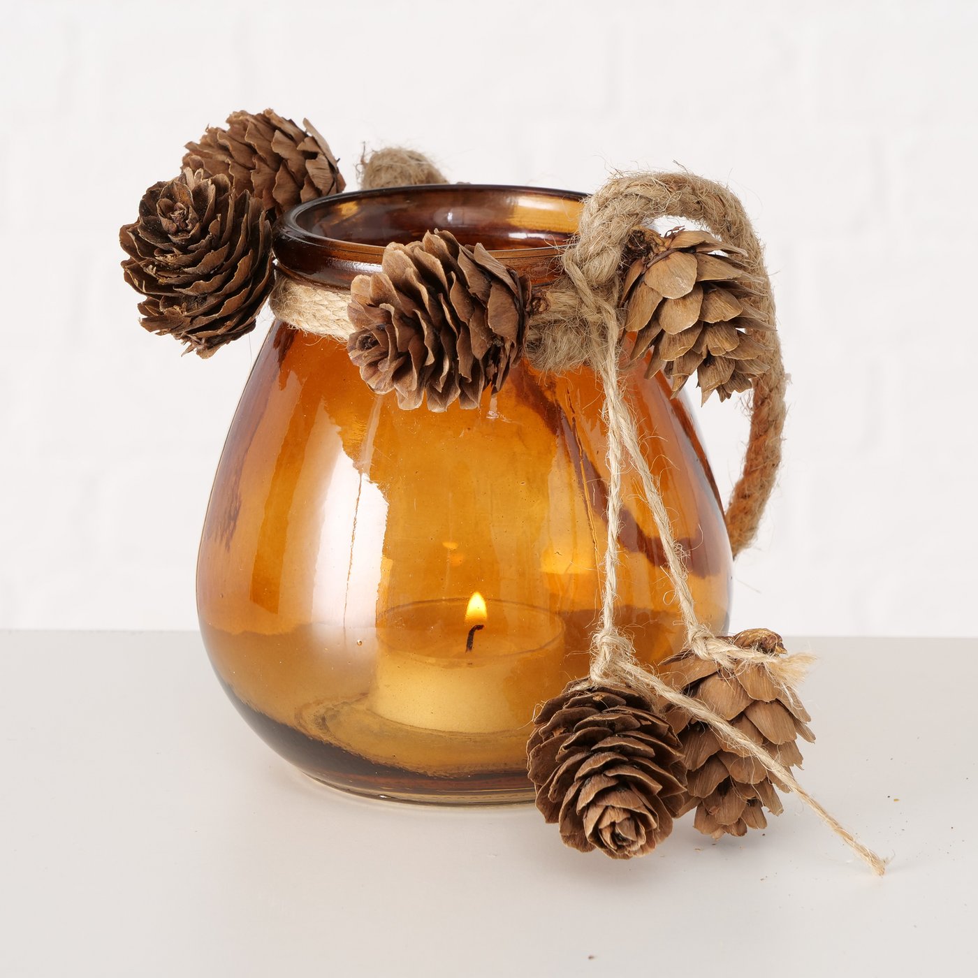 Windlicht mit Zapfen H11cm