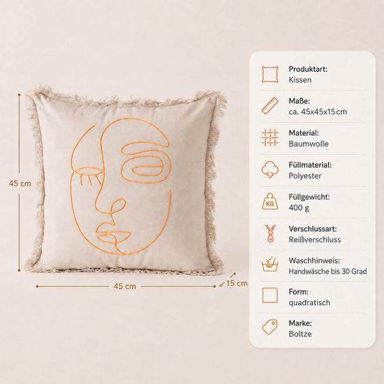 Kissen „Pica" orange – Maße und Materialangaben