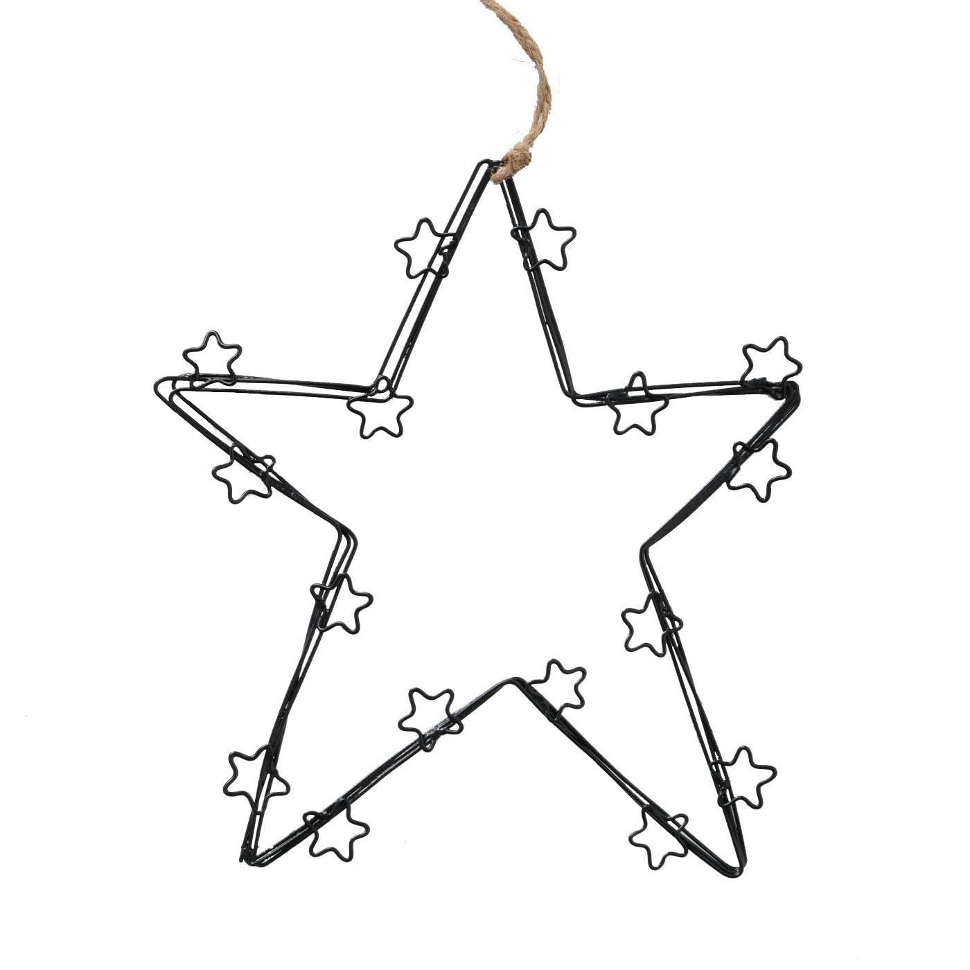 Deko-Hänger Sterne aus schwarzem Metalldraht von Boltze. Ø 15 cm – moderne, elegante Weihnachtsdeko für Fenster, Wand & Baum.