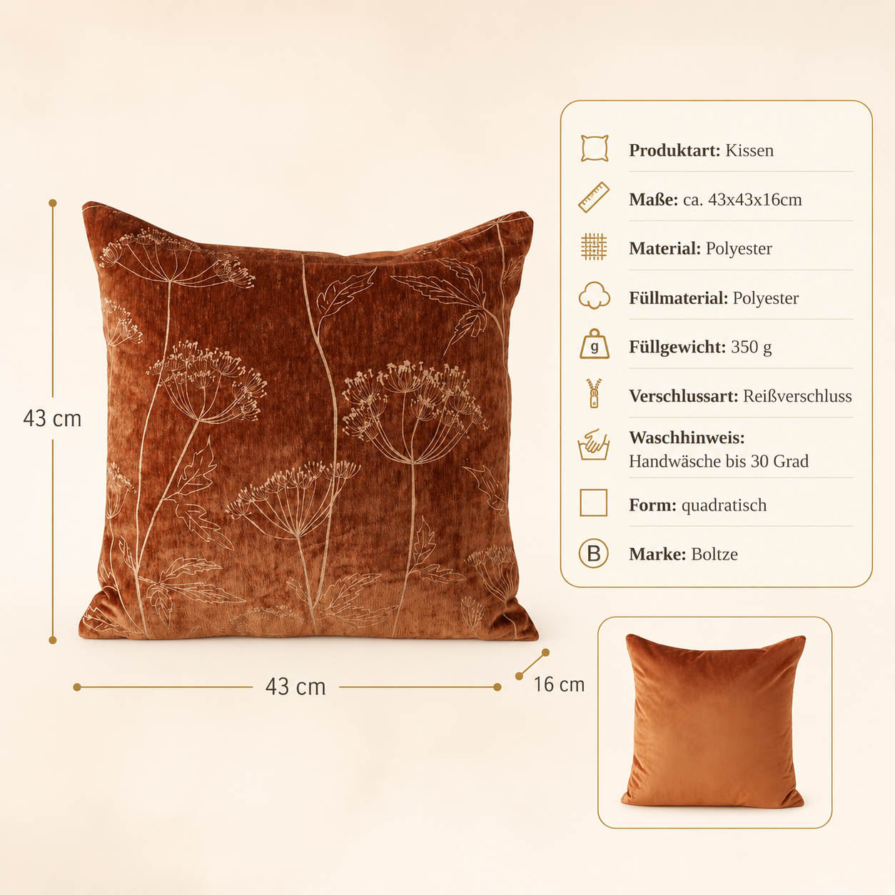 Dekokissen „Marlia" – zartes Blumenmuster im Detail