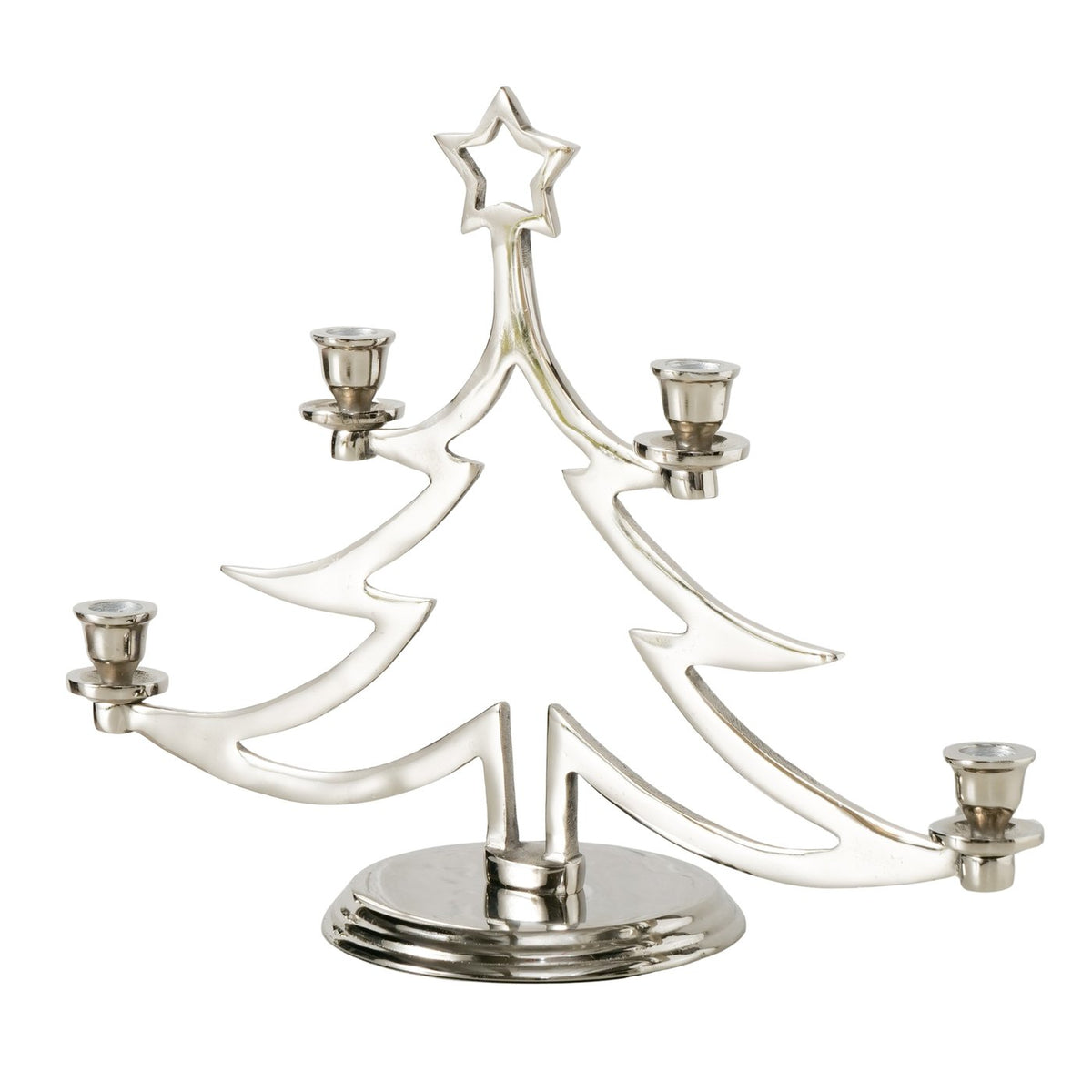 Kerzenleuchter „Grante“ in Schleifenform für 4 Kerzen – Adventskerzenhalter aus vernickeltem Aluminium in Silber, 47 × 35 cm, Boltze