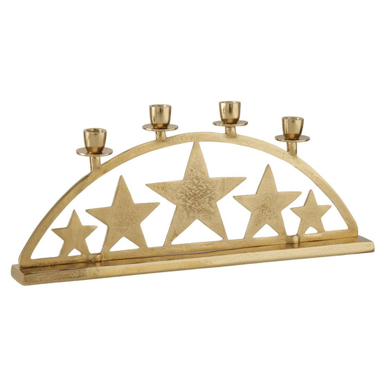 Kerzenleuchter „Daphni“ für 4 Kerzen – geschwungener Adventskranz aus gegossenem Aluminium in Gold, 51 cm, Boltze