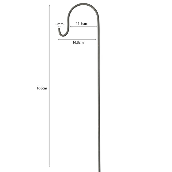 Maße: Metall-Gartenstab mit Haken von Boltze, 100 cm hoch, Ø 8 mm