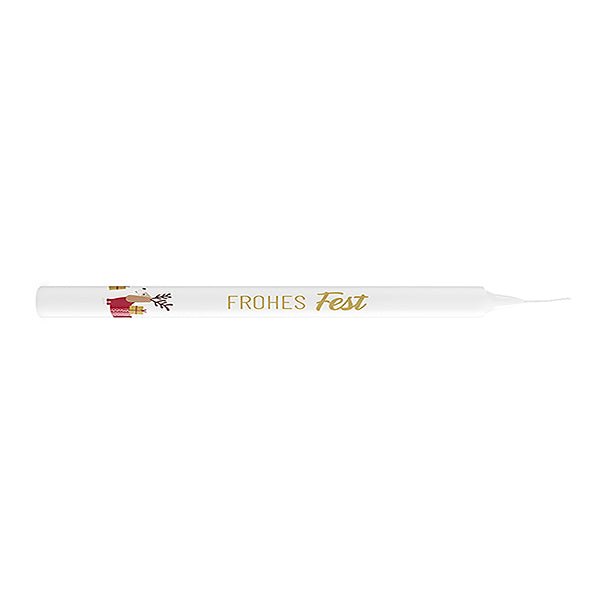 Stabkerze „Frohes Fest“ von Geschenk für Dich: Kerze mit süßem Weihnachts-Dackel-Motiv
