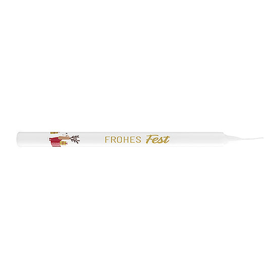 Stabkerze „Frohes Fest“ von Geschenk für Dich: Kerze mit süßem Weihnachts-Dackel-Motiv