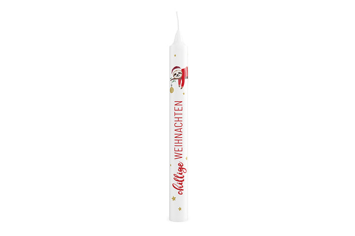 Geschenk für Dich Stabkerze Chillige Weihnachten mit süßem Faultier-Motiv.