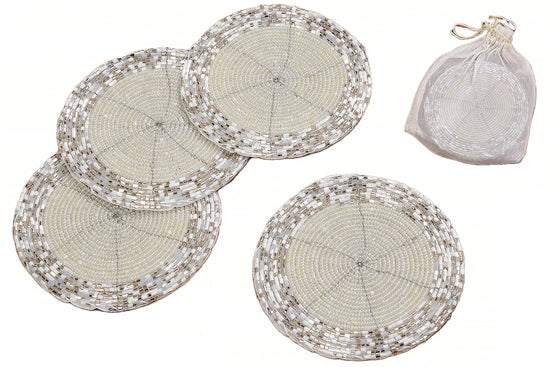 3685100-Boltze Glas Untersetzer rund creme weiß, 3685100, 4020607333277