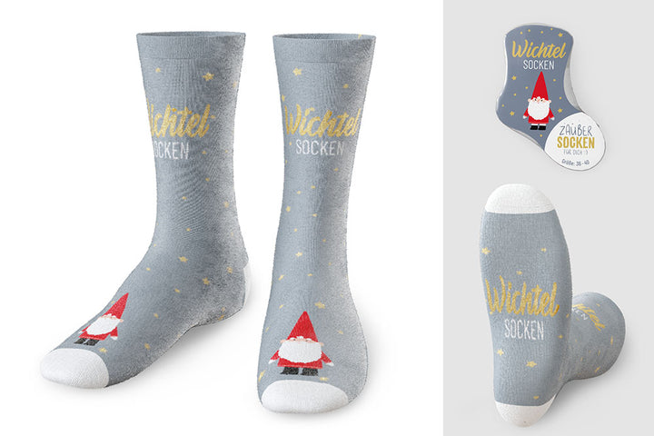 Zaubersocken von Geschenk für Dich mit Aufschrift Wichtel Socken und Wichtel Motiv, Weihnachtssocken