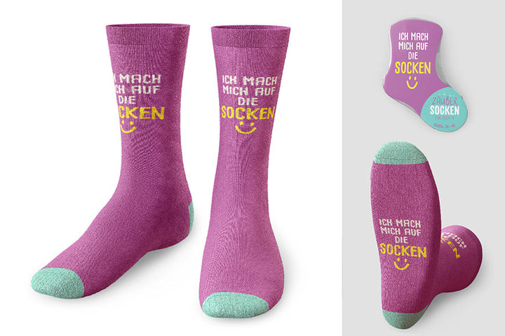 Zaubersocken „Ich mach mich auf die Socken“ Violett – Geschenk für Dich