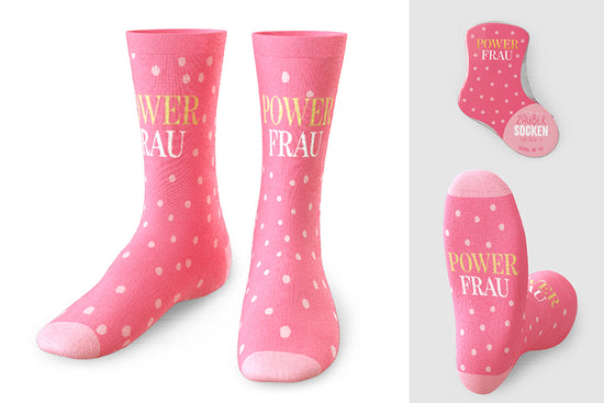 375712 Geschenk für Dich Zaubersocken mit Aufschrift Power Frau, Socken rosa pink