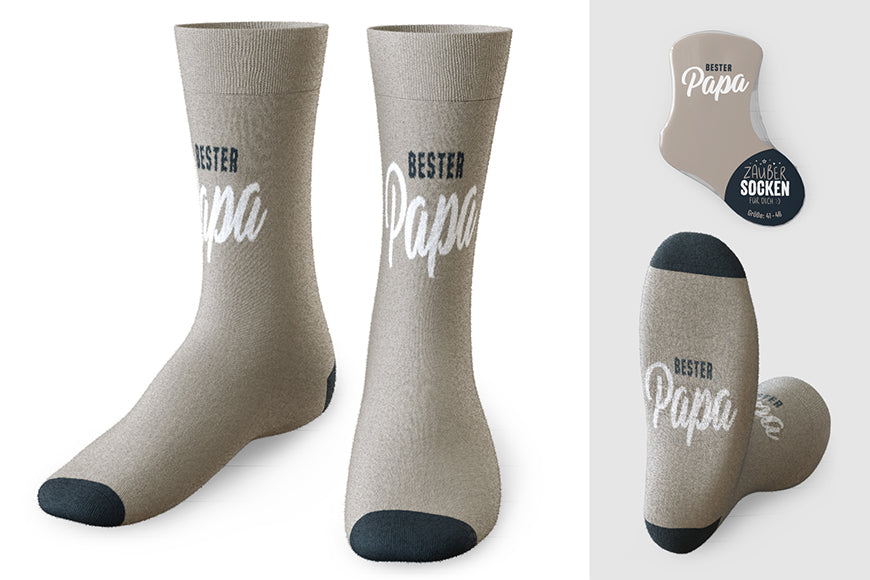 375755 Geschenk für Dich Zaubersocken Bester Papa, graue Männer Socken