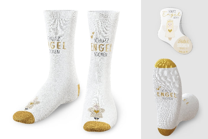 Zaubersocken von Geschenk für Dich mit Aufschrift Schutzengel-Socken und Engel Motiv