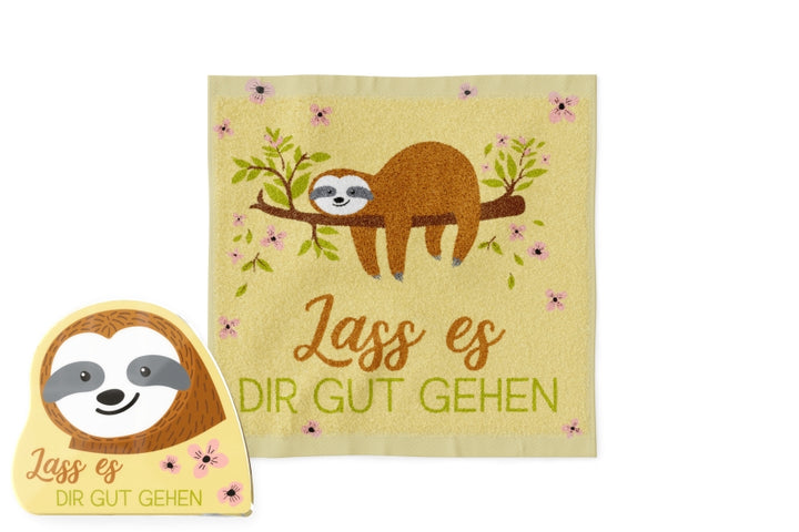 378677 Magisches Handtuch mit Aufschrift Lass es Dir gut gehen und Faultier Motiv von Geschenk für Dich, 4027268338801