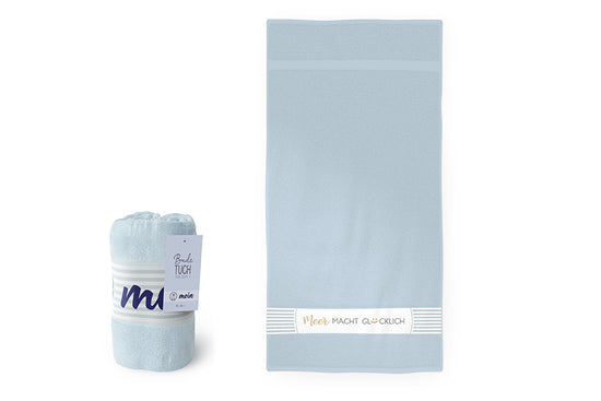 379815 Geschenk für Dich Badetuch hellblau Duschtuch Meer macht glücklich, 4027268321315