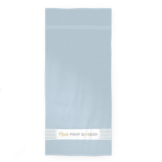 379815 Geschenk für Dich Badetuch hellblau mit Aufschrift Meer macht glücklich, Duschtuch, Strandtuch, 4027268321315
