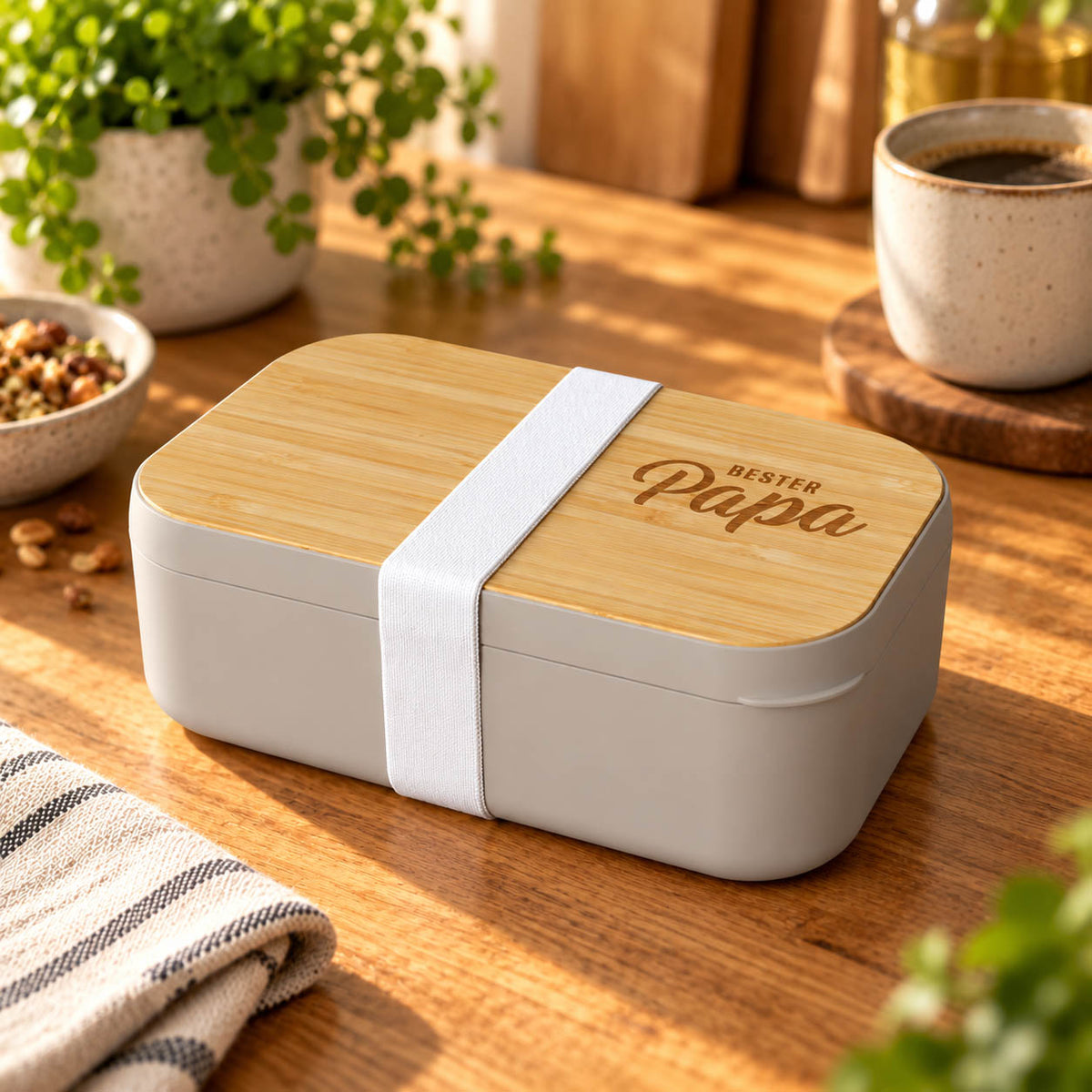 Brotdose „Bester Papa“ in Grau – Stimmungsbild