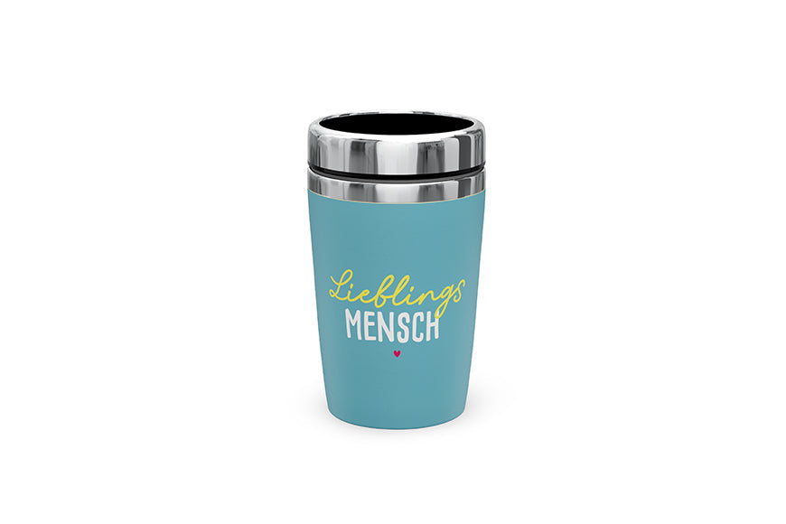 Thermobecher to go Lieblingsmensch in Petrol – Geschenk für Dich