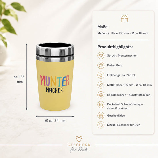 Thermobecher to go Muntermacher – Produktdetails & Maße