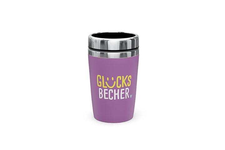 Thermobecher to go Glücksbecher in Violett – Geschenk für Dich