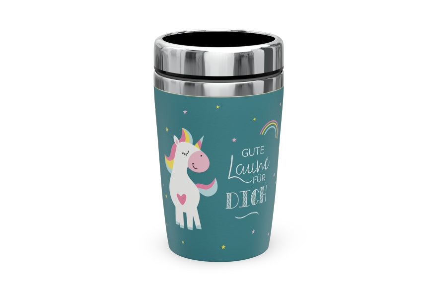 388582 Thermobecher to go Einhorn Gute Laune für Dich von Geschenk für Dich, Coffee to go Becher, 4027268335954