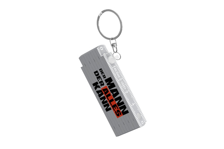 Mini Zollstock 50 cm „Der Mann der alles kann“ in Grau mit Schlüsselring – witziges Geschenkidee für Männer von Geschenk für Dich