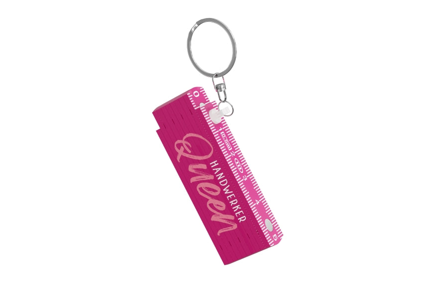 Mini Zollstock 50 cm „Handwerker Queen“ in Dunkelpink mit Schlüsselring von Geschenk für Dich – Geschenkidee für Handwerkerinnen
