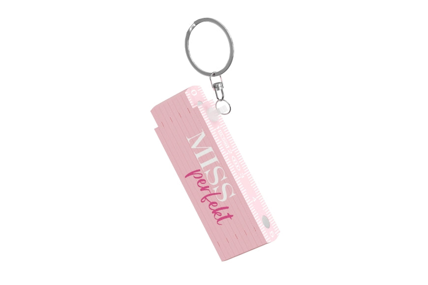 Mini Zollstock 50 cm „Miss perfekt“ in Rosa mit Schlüsselring – kleine Geschenkidee mit Botschaft von Geschenk für Dich