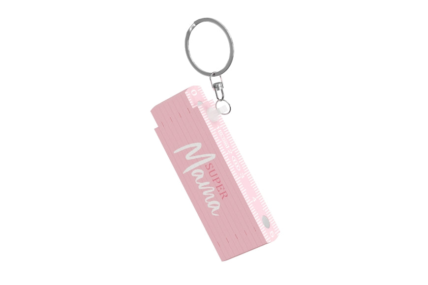 Mini Zollstock 50 cm „Super Mama“ in Rosa mit Schlüsselring – praktische Geschenkidee für Muttertag von Geschenk für Dich