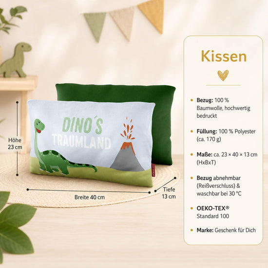Produktdetails Kissen: 23 x 40 x 13 cm, Bezug 100 Prozent Baumwolle, Füllung 100 Prozent Polyester 170 g, waschbar bei 30 Grad, OEKO-TEX Standard 100