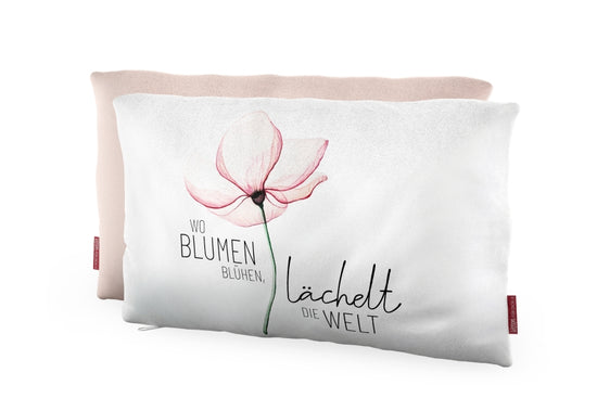 Kissen „Wo Blumen blühen, lächelt die Welt“