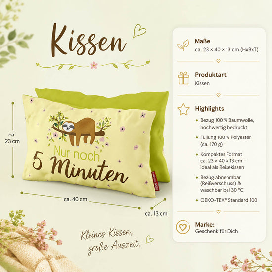 Produktdetails Kissen: 23 x 40 x 13 cm, Bezug 100 Prozent Baumwolle, Füllung 100 Prozent Polyester 170 g, waschbar bei 30 Grad, OEKO-TEX Standard 100