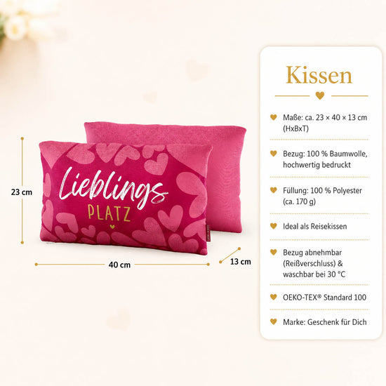 Kissen „Lieblingsplatz“ – 23 x 40 x 13 cm, Baumwollbezug, OEKO-TEX Standard 100